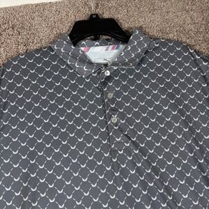 Puma Golf Volition America Mens Large Grey Geometric Wing Print Polo Shirt